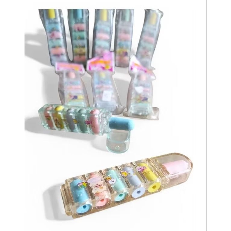 

penghapus/eraser/stip pensil anak 1pack isi 6pcs/biji (model isi ulang ) H27