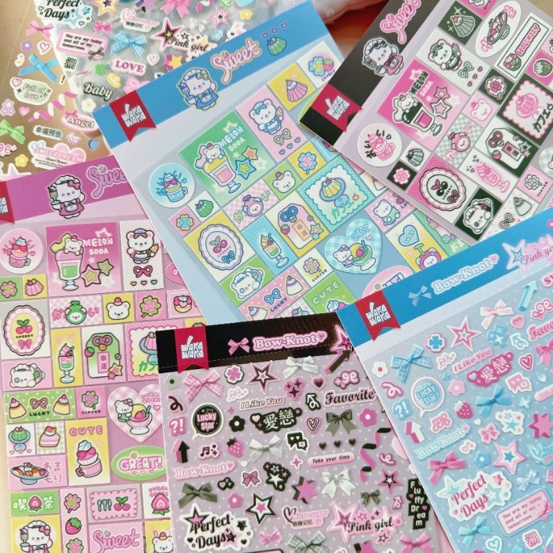 

[WindHeart] 1 lembar sticker sheet Sticker Bow-knot Pink Black Sweet Label Sticker Bow Deco 22528