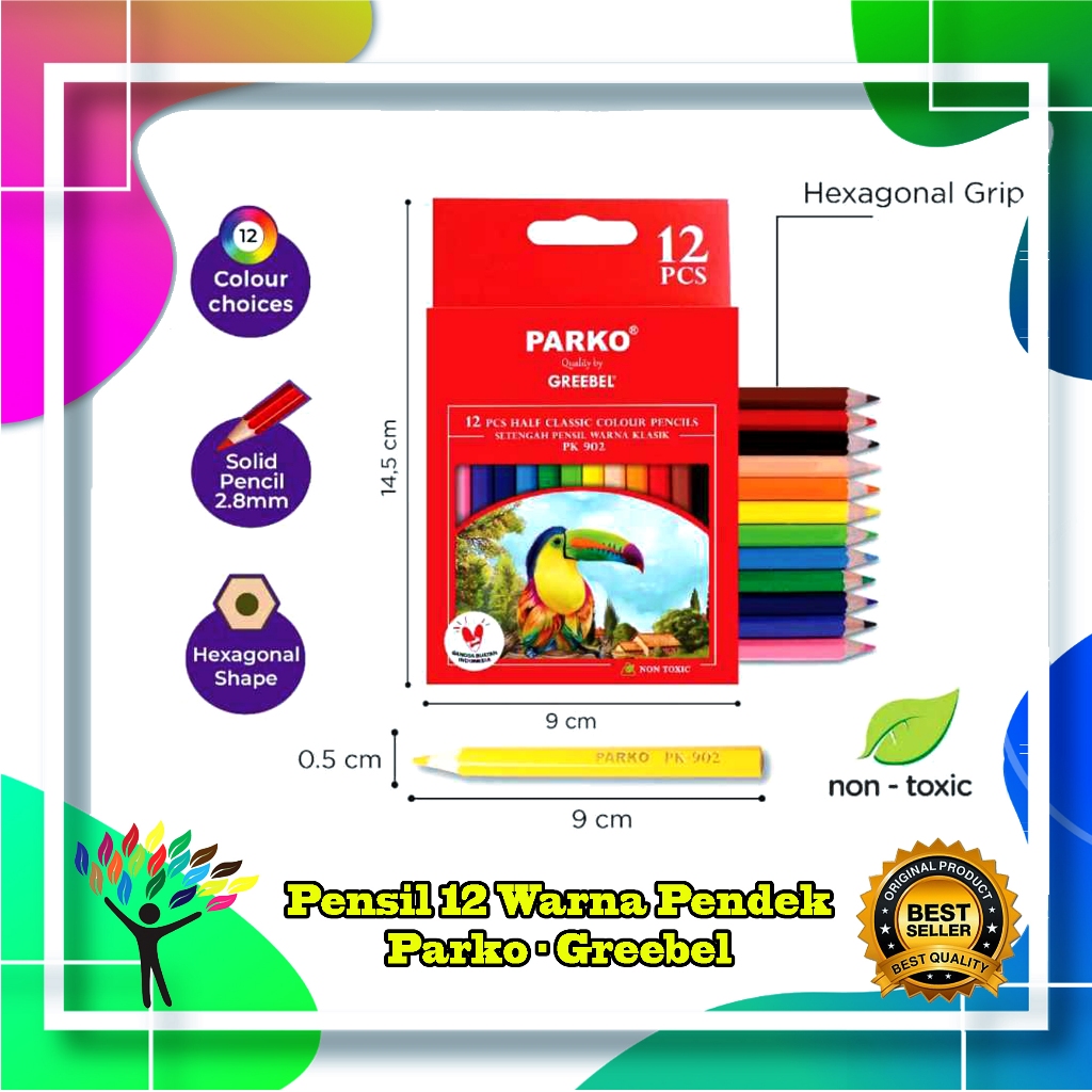 

Greebel Pensil Warna Pendek Parko Coloring Pensil 12 Warna PK-902