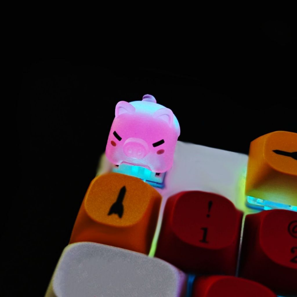 Cute pink piggy Mechanical keyboard keycaps Personalization Handmade Cross Axle compatible