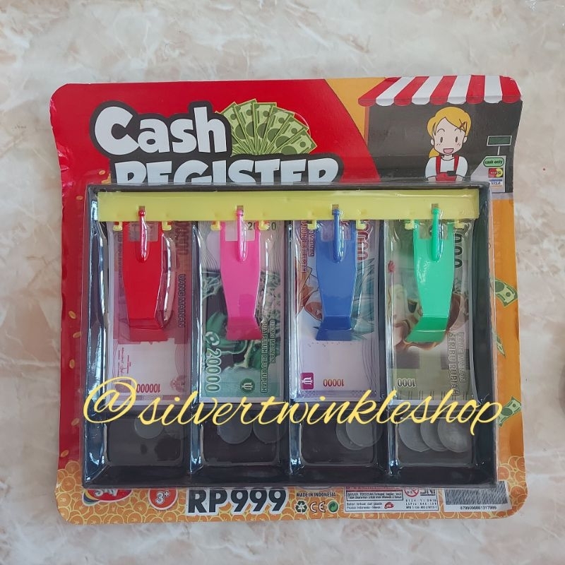 Mainan edukasi anak mesin kasir kasiran cash register uang money kecil mart belanja koin logam rupia