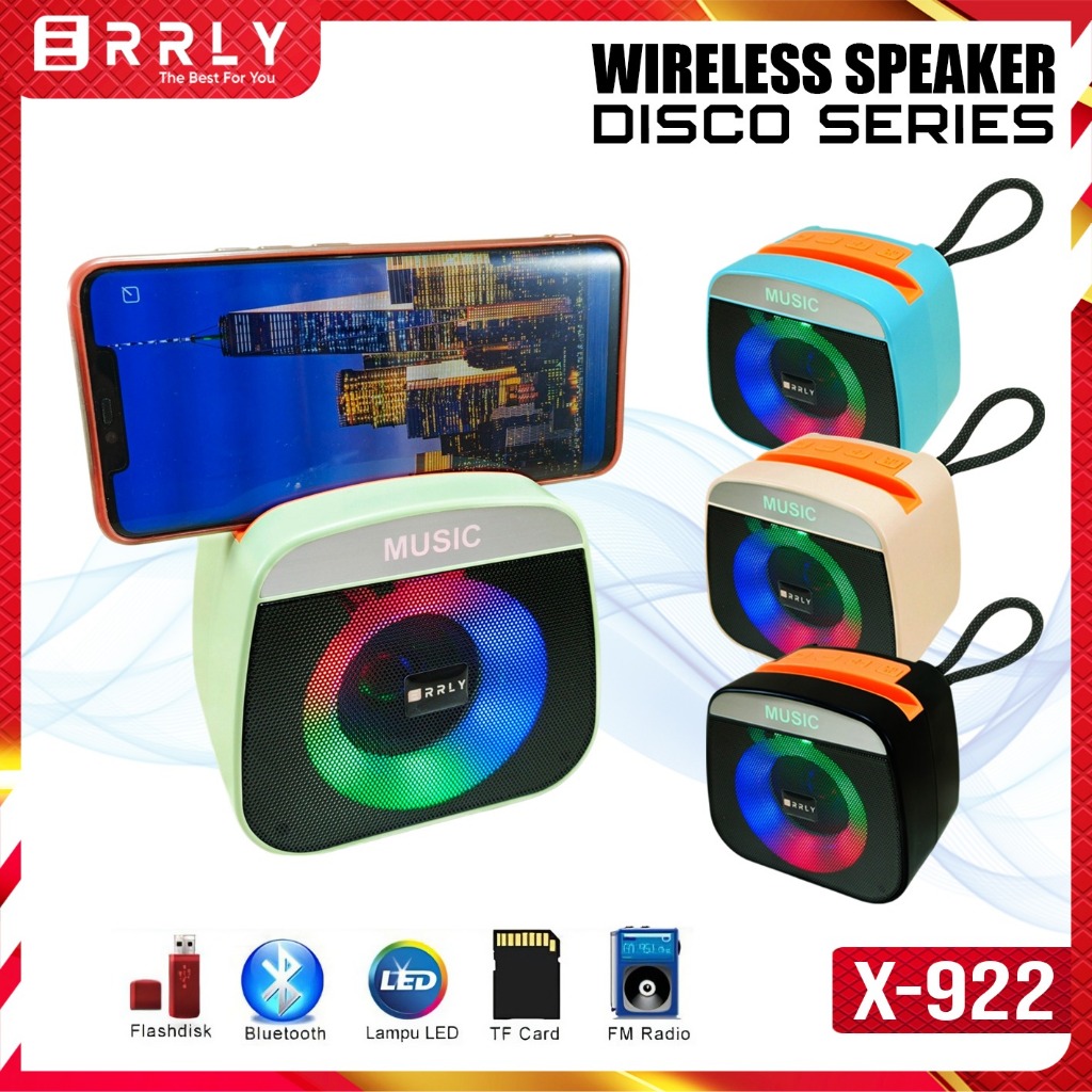 Speaker Bluetooth Portable ERRLY X922 LED RGBLight Speker Wireless Lampu Disco SuperBass TWS Connect