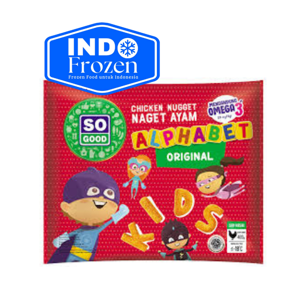 

SO GOOD CHICKEN NUGGET ALPHABET 400GR/NAGET AYAM BENTUK HURUF