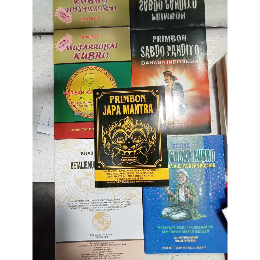 BUKU KITAB PRIMBON BETALJEMUR,JAPA MANTRA.MUJARROBAT,KUBRO,SABDO PANDITO