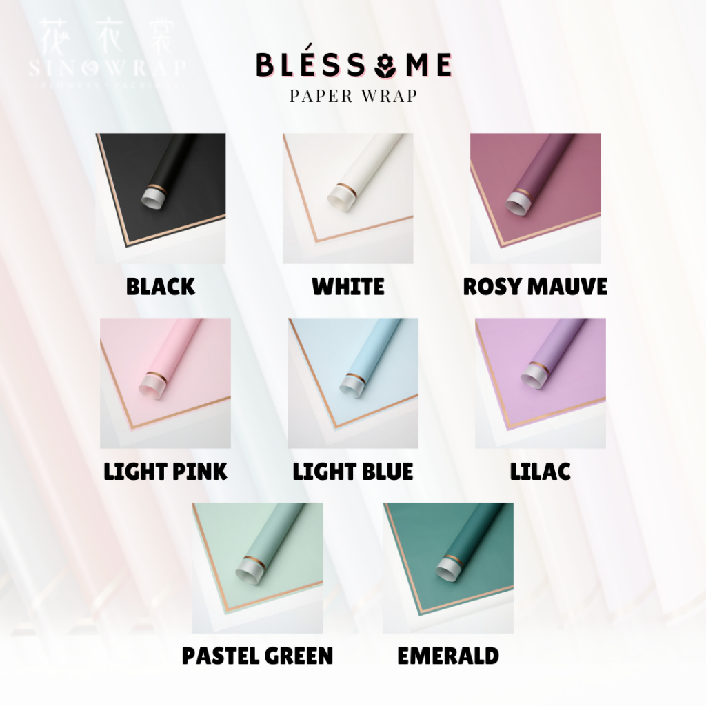 

(5 LEMBAR) Flower Wrapping Paper Gold Line Transparent / Transparan Gold Frame Kertas Buket Bunga Florist Cellophane Pembungkus Kertas Hand Bouquet