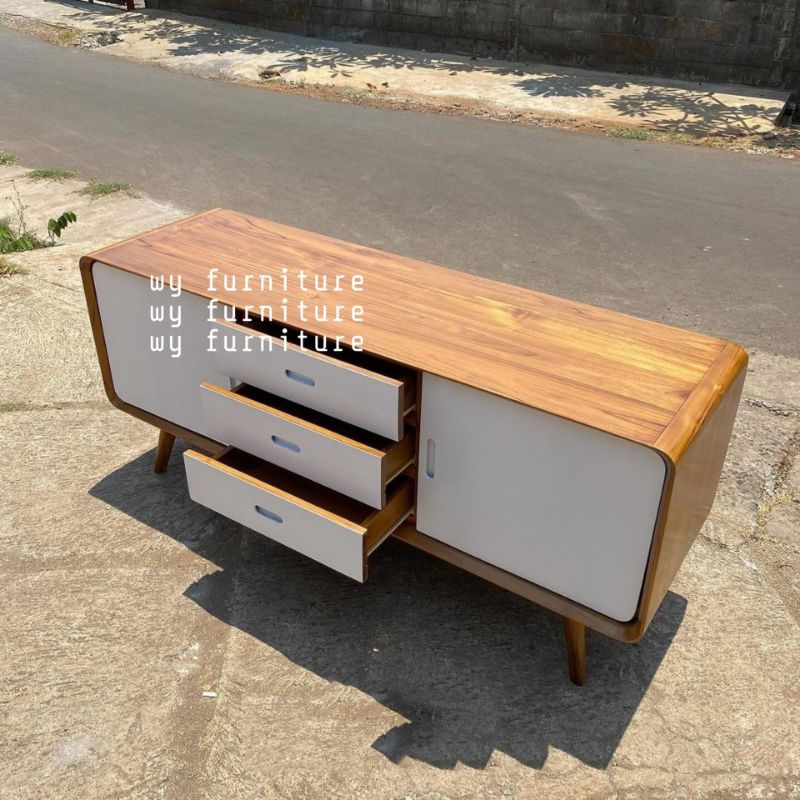 bufet retro kayu jati, bufet minimalis kayu jati, meja tv retro kayu jati, meja tv kayu jati