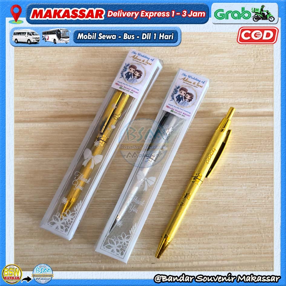 (isi 50 pcs) Souvenir PULPEN EMAS SILVER kemas MIKA Sovenir Suvenir Pernikahan Murah Makassar