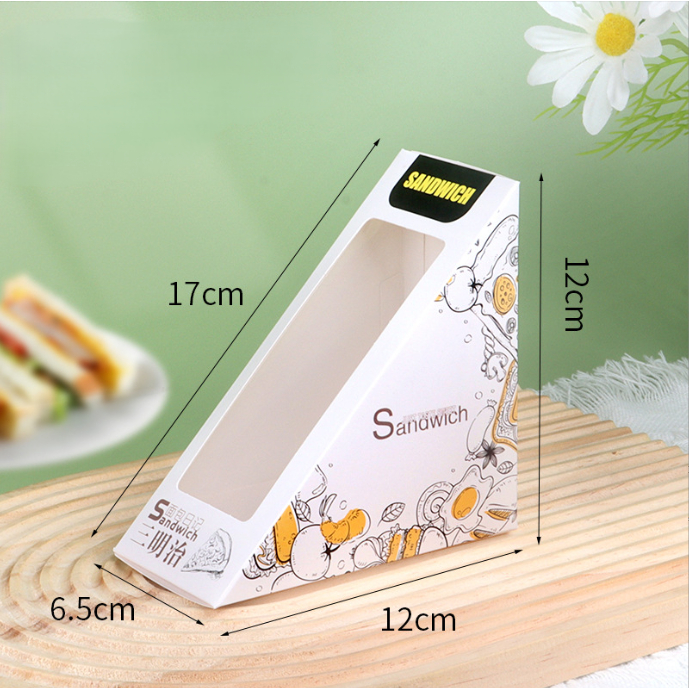 10pcs Paper Sandwich Box 12cm PIZZA / Box Packing Sandwich / Kemasan Sandwich Segitiga Foodgrade