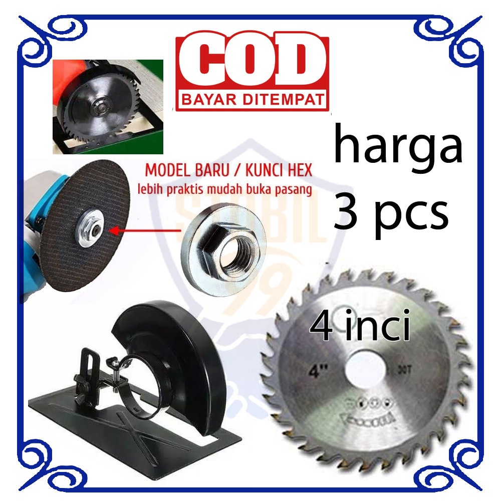 Mur Pengunci + Mata Circular Saw Gerinda Nut Mur + Dudukan Mesin Gerinda Gergaji Pemotong Kayu