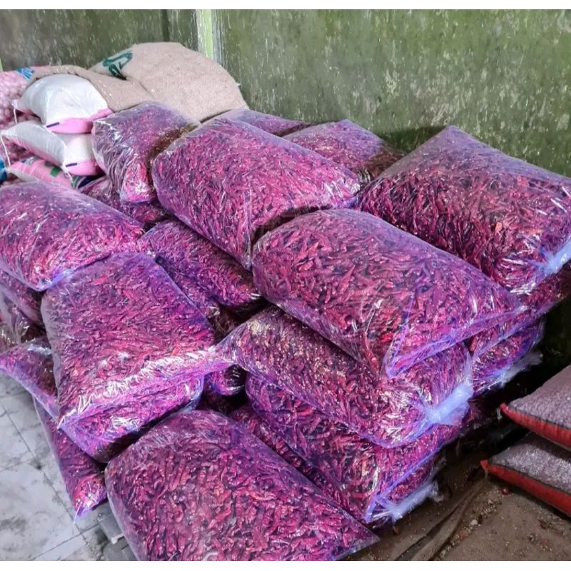 

Cabai kering tanpa tangkai original super pedas