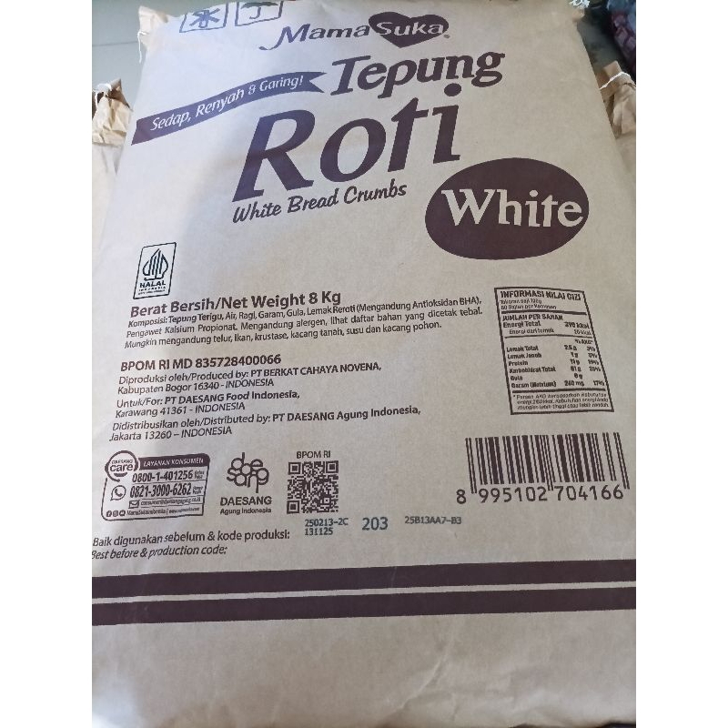 

Mamasuka Tepung Roti White 8 Kg