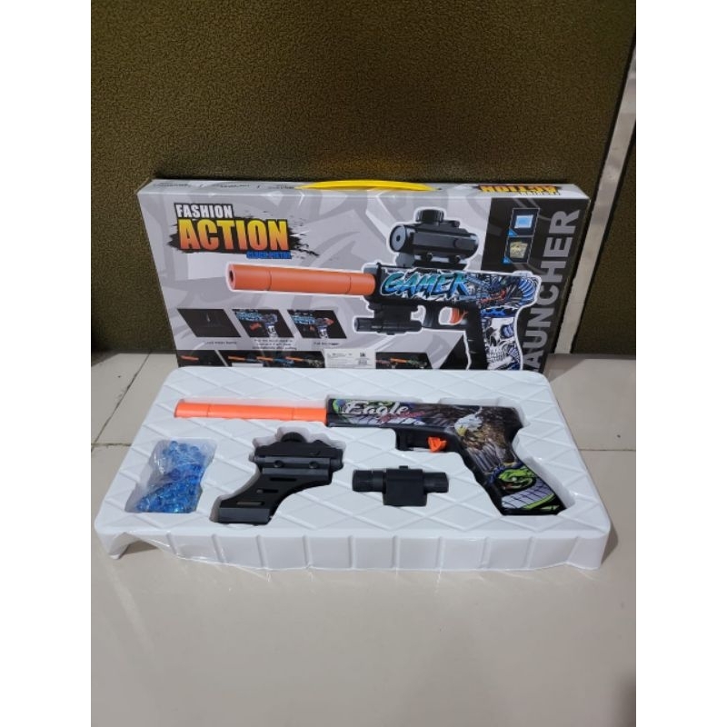 Tembakan Anak Handgun Watergel Mainan Glock Water Gel Laser Infrared