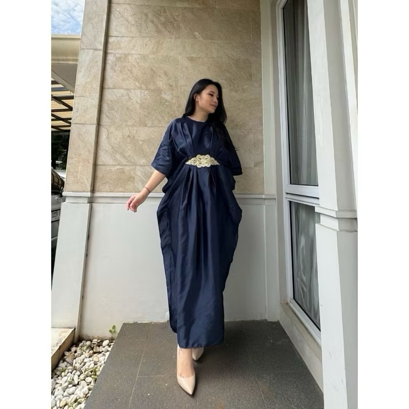 Dress Kaftan Satin Silk Polos / Payet Premium