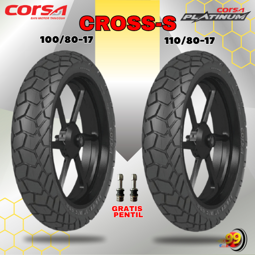 Sepasang Ban Motor MOGE Motor Batangan CORSA CROSS S 100/80-110/80 Ring 17 Tubeless