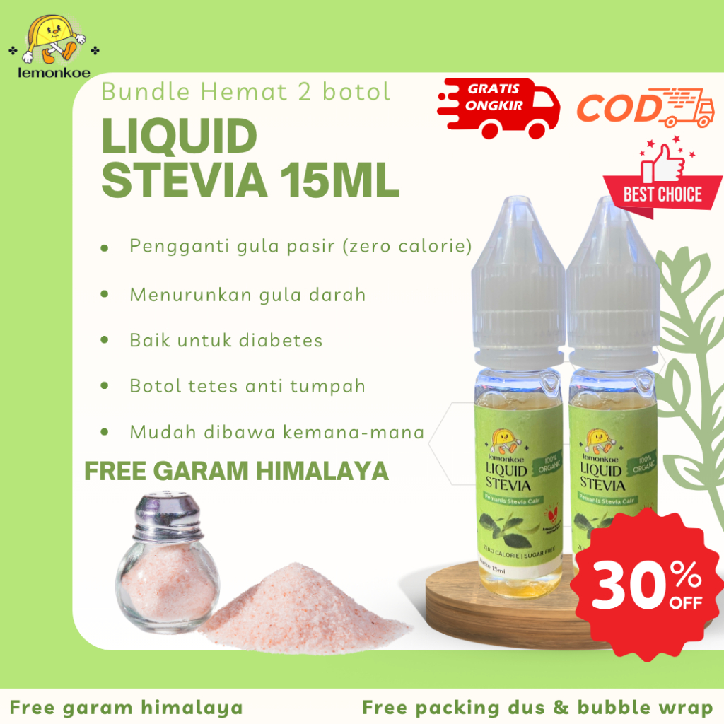 

Lemonkoe Bundle Hemat Gula Stevia Bebas Kalori 15ml Tetes Cair utk diet diabetes