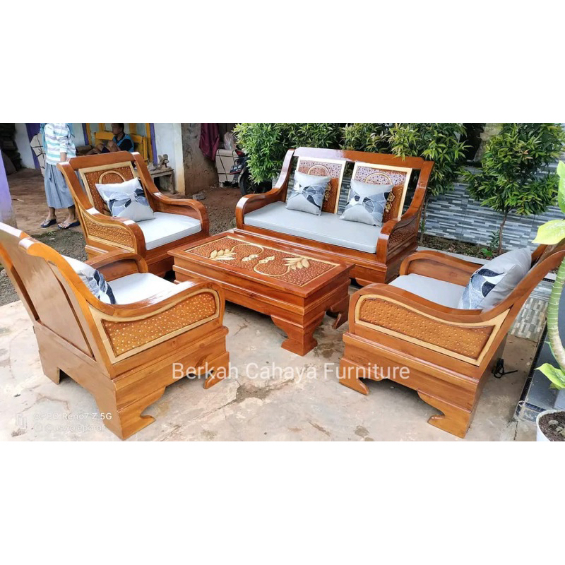 kursi tamu semut 2111 kayu jati solid