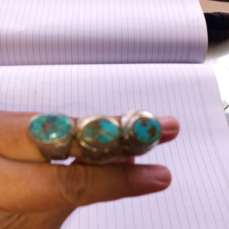 borongan cincin batu special pirus Persia asli 3pcs sesuai foto