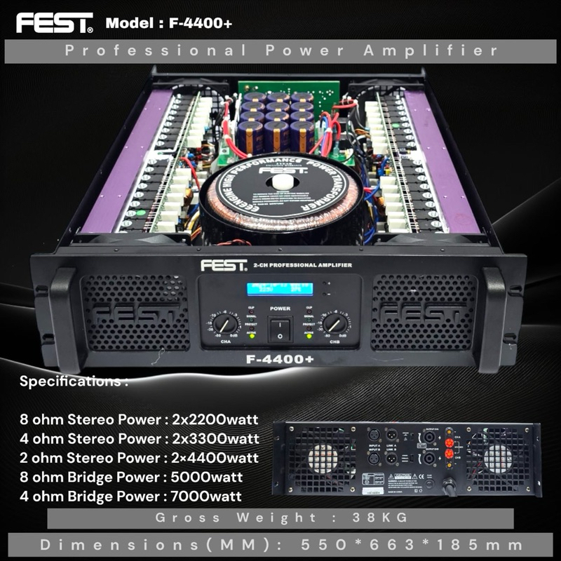 power amplifier fest f4400 + original 2 channel class gb F 4400