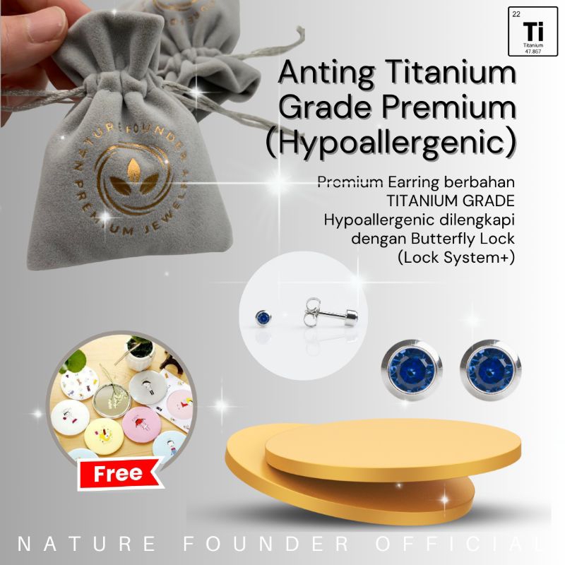 Anting Saphire Diamond Series/ Anting Hypoallergenic Nature Founder/ Anting Bayi/ Anting Anak/ Antin