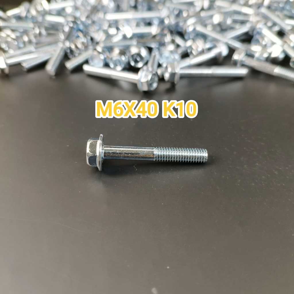 BAUT Flange Bolt M6X40 Kunci ( T10 ) Putih