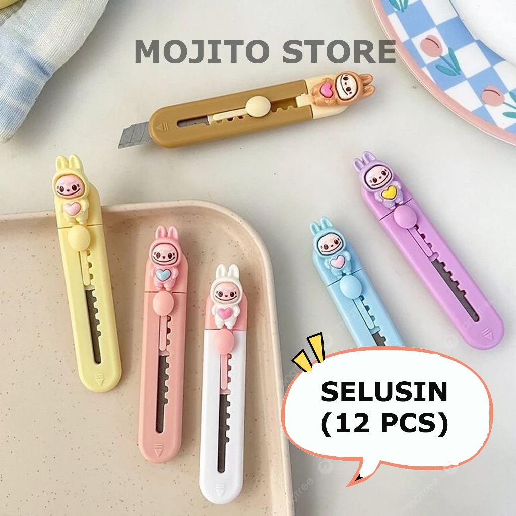 

(12 PCS) CUTTER LABUBU MINI 9 CM PISAU PISO KECIL SILET TRAVELING KNIFE TRAVEL PAKET POP MART