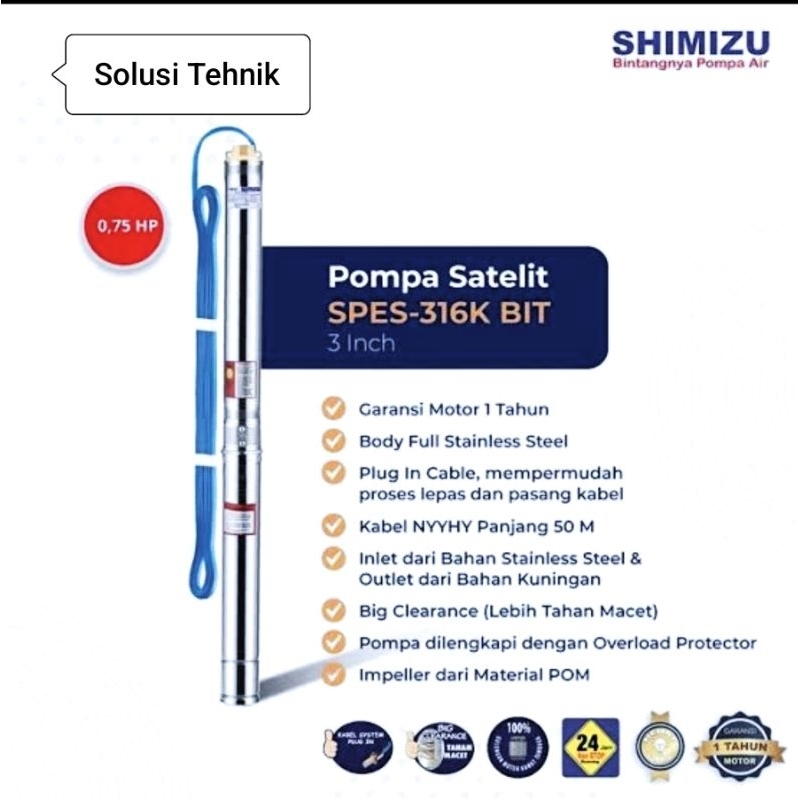 Mesin pompa Air Sibel Shimizu Spes 316K Submersibel pump