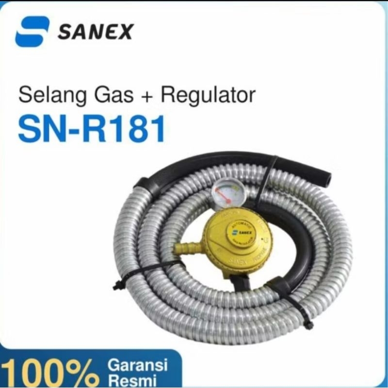 Sanex Paket Selang Gas Fleksibel dan Regulator Kompor Gas Meter Tekanan Rendah Otomatis - SNR181