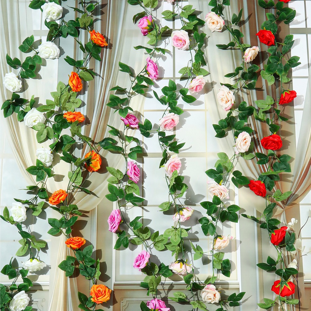 Ranting bunga mawar palsu ranting bunga palsu yang dapat dililit hiasan ruang tamu ranting bunga pla