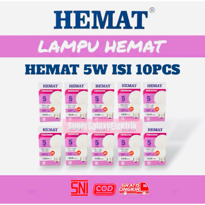10PCS LED HEMAT PREMIERE 5W ISI 10PCS