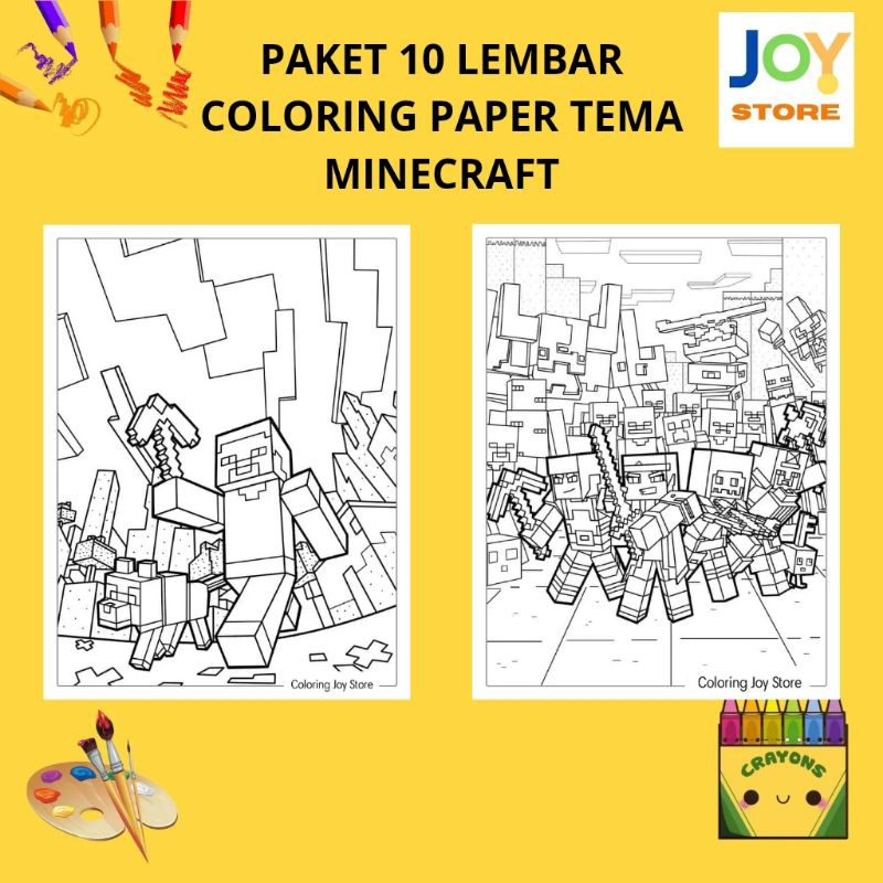 

PAKET 10 Lembar Kertas Gambar Mewarnai Tema Minecraft Ukuran A4 150 gsm - Coloring Paper 020