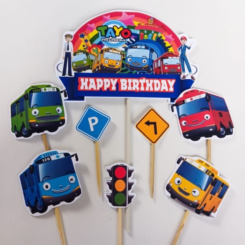 Topper Tayo happy birthday hiasan kue