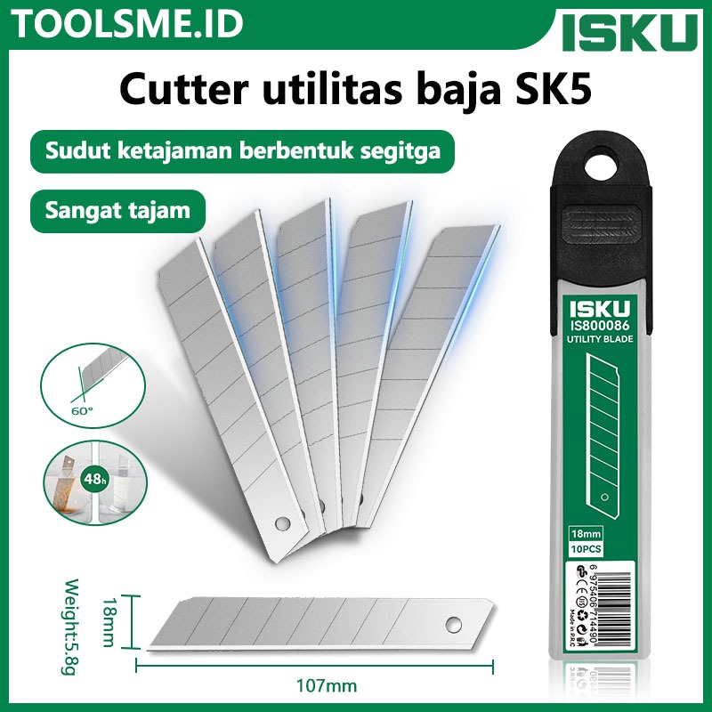 

ISKU Cutter Blade Isi Ulang Cutter 10 Pcs Isi Ulang Cutter SK5 Isi Cutter/18 mm Isi Pisau Pemotong/Isi Pisau Cuter 1 Set Refill Cutter Blade
