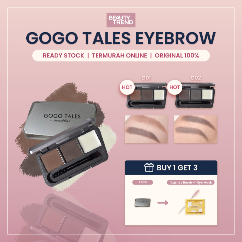 [READY ORI] Gogo Tales Eyebrow Powder Brow Mascara Cream Browcara Natural Waterproof GT583