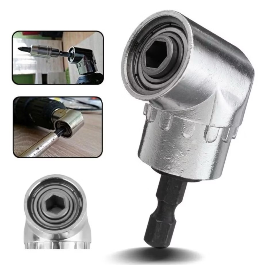 sambungan adaptor adapter ekstensi kepala Bor L 1/4" Inch Kepala Bor Sudut Siku Sambungan Kepala Tun