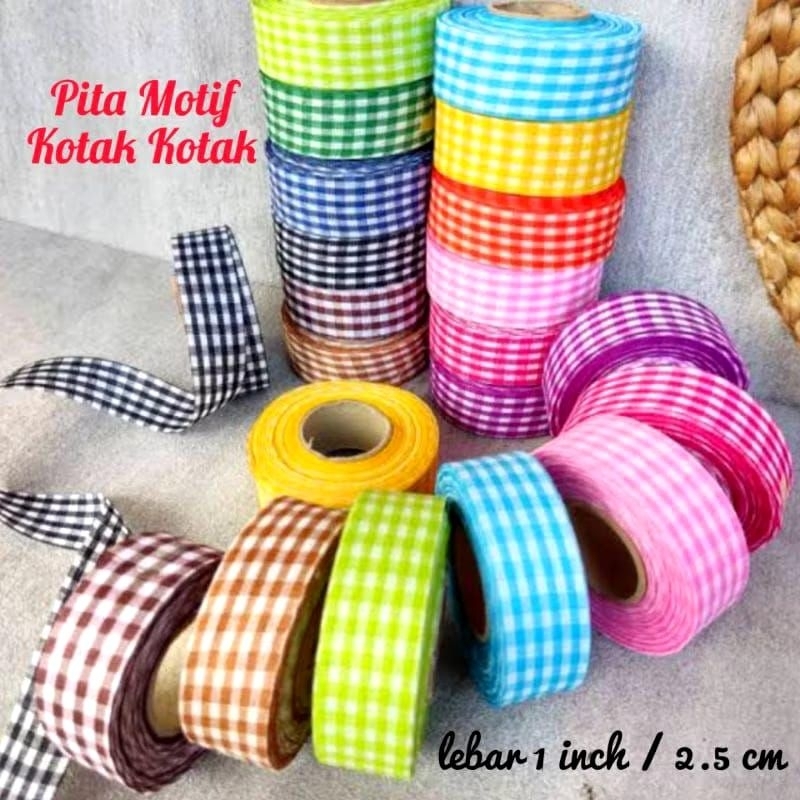 

Pita Hampers Kain Motif Kotak - Kotak 2,5 cm Murah