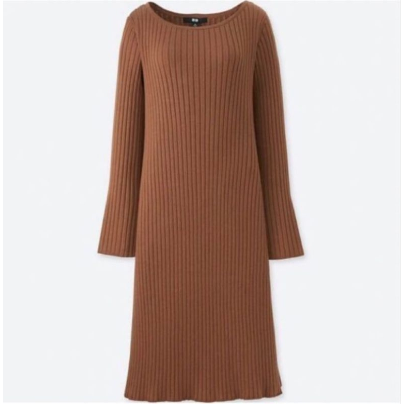 UNIQLO MIDI KNIT DRESS IN BROWN