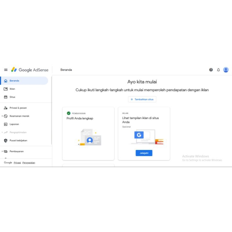 Akun Adsense Ceklis Pembayaran Centang Hijau
