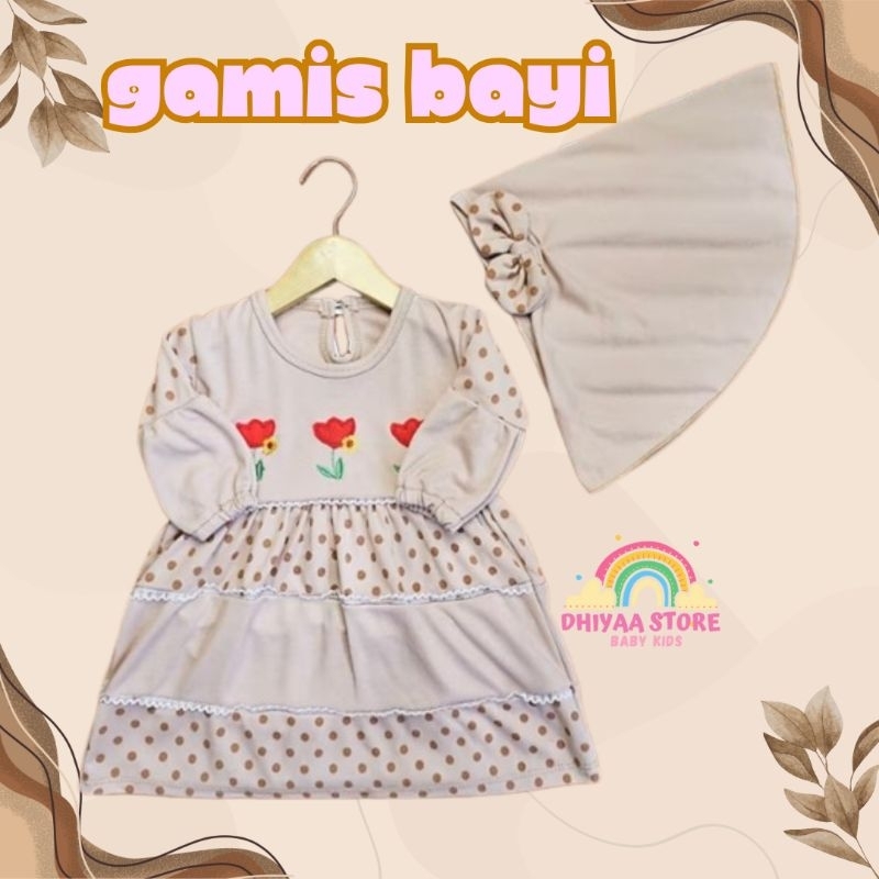 Gamis anak perempuan polkadot
