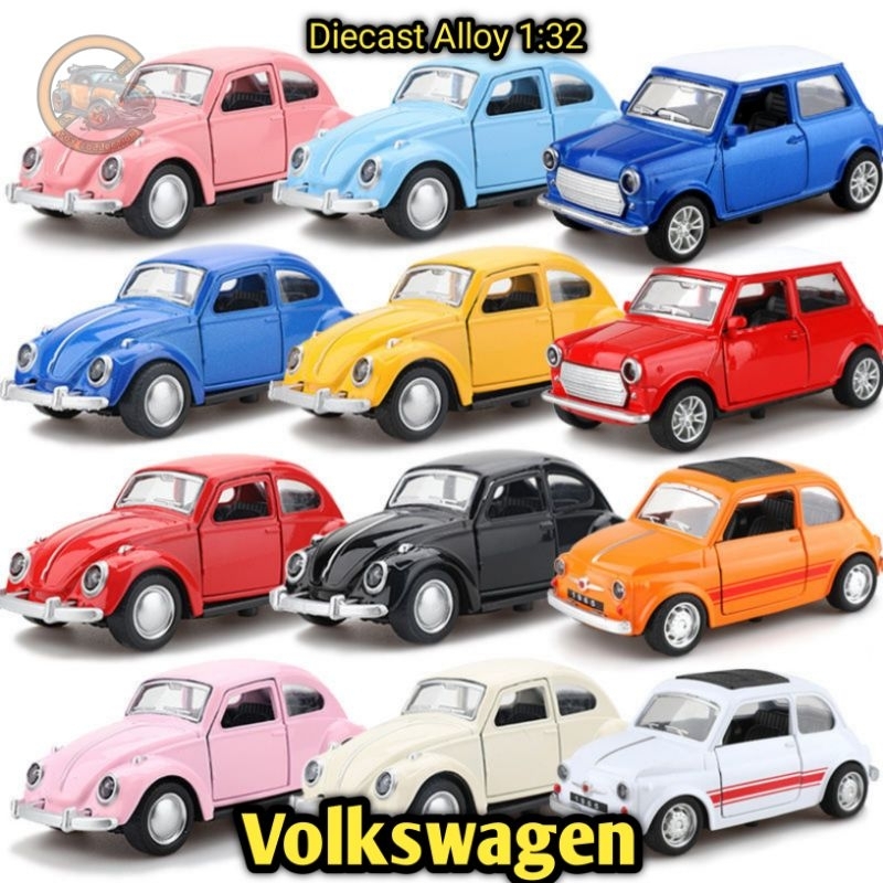 Diecast Mobil klasik VW Beetle VW kodok Volkswagen Mini Cooper Body Alloy scale 1:36