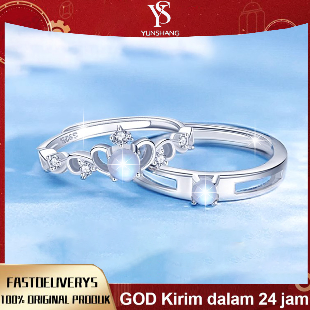 Cincin - Cincin Pasangan Batu Mata Kucing Anti Karat, Ukuran Dapat Disesuaikan, Cincin Tunangan & Pe