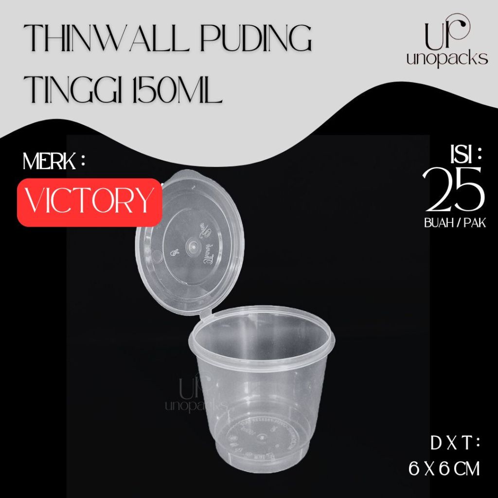THINWALL PUDING/SAUS CUP BULAT 150ML WADAH SAUS SAMBAL MAYO PLASTIK+TUTUP BENING VICTORY (25 PCS)