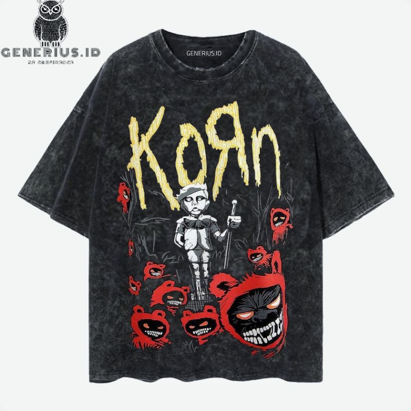 Kaos oversize washing band korn vintage tee