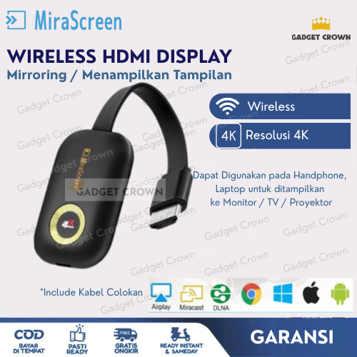 MIRASCREEN G9 PLUS 2,4G/5G 4K HDMI Wireless Display Dongle Mirroring smartphone to TV