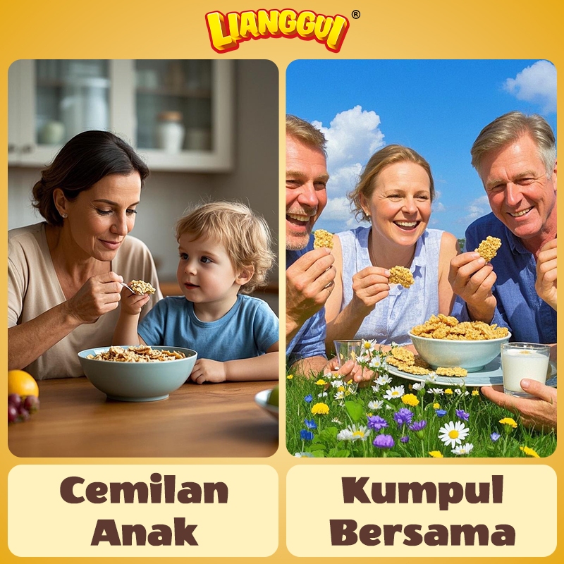 

60pcs Oatmeal Crisp Halal Biskuit Gandum Orinal Cemilan Sehat untuk Teh Sore Kantor Lianggui