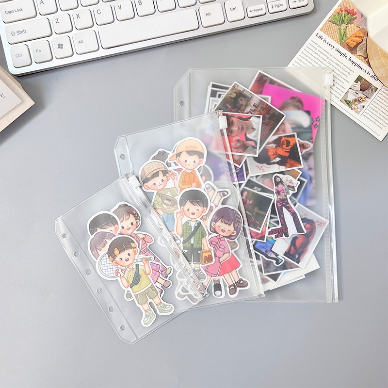 

A6 A5 Binder Pocket Kantong / Ziplock bag / Pouch / Zipper PVC Diary Notebook 6 Ring