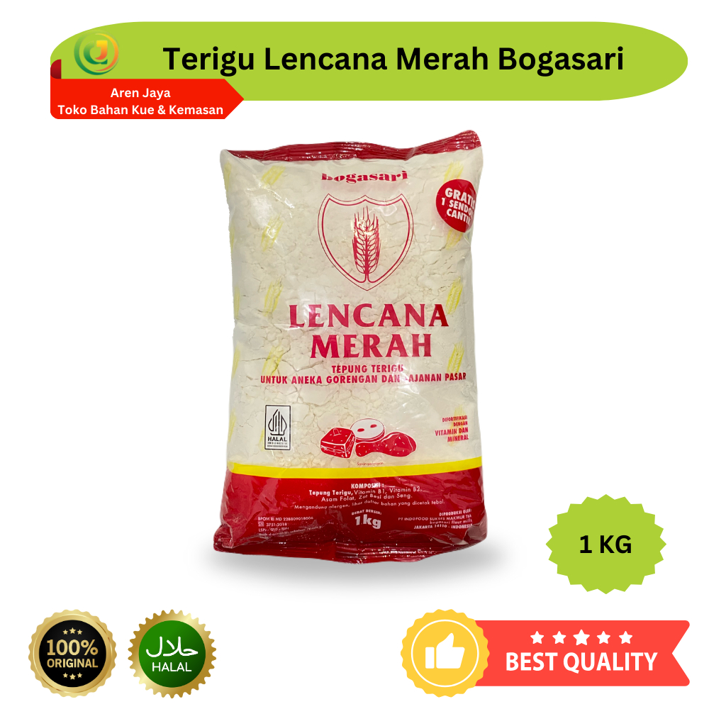 

Tepung Terigu Bogasari Lencana Merah Protein Rendah 1 Kg Original