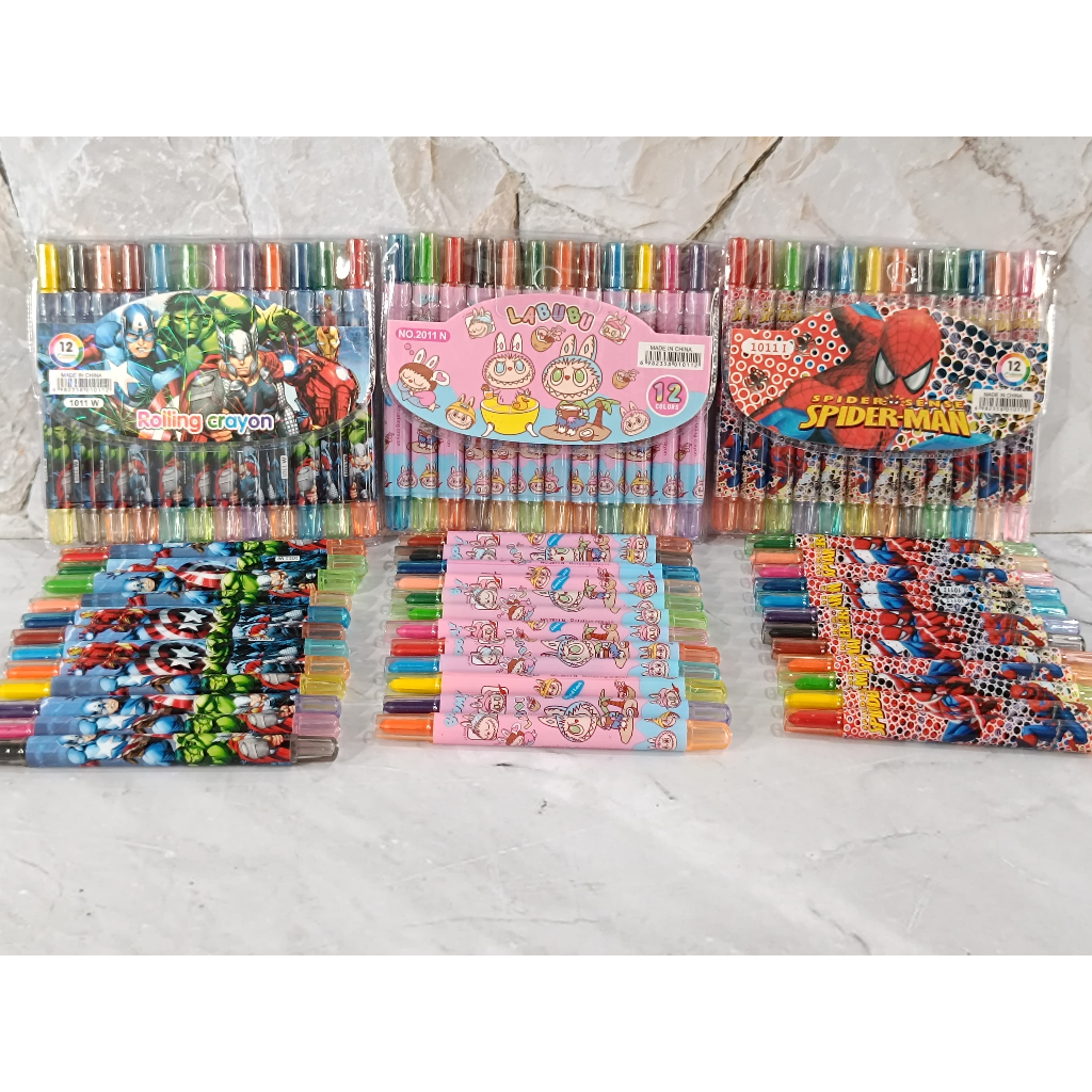 

SATU SET ( 12 WARNA ) Rolling Crayon Crayon Putar Karakter Animasi 12 Warna Pendek