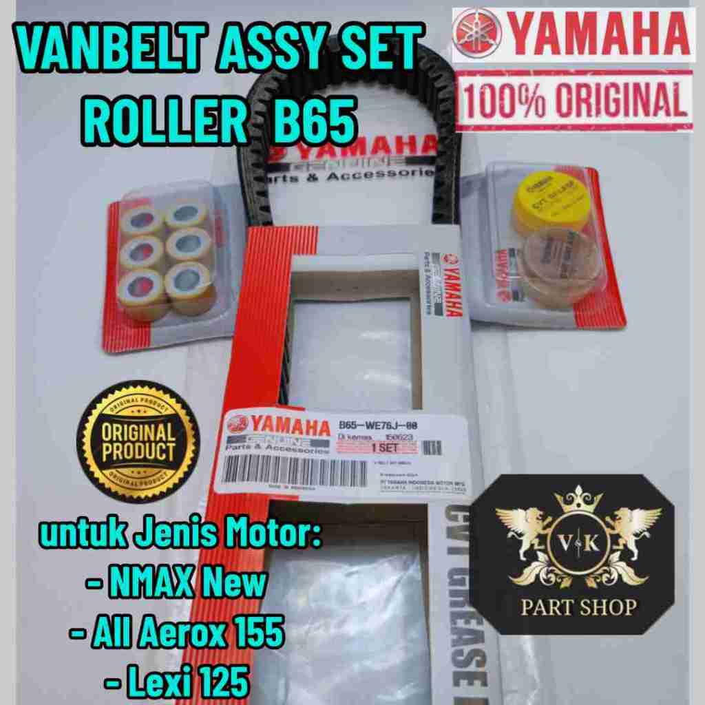 VANBELT SET ROLLER ASSY KODE-B65 ASLI V-BELT ORIGINAL MOTOR YAMAHA NMAX NEW/ALL AEROX 155/LEXI 125 .