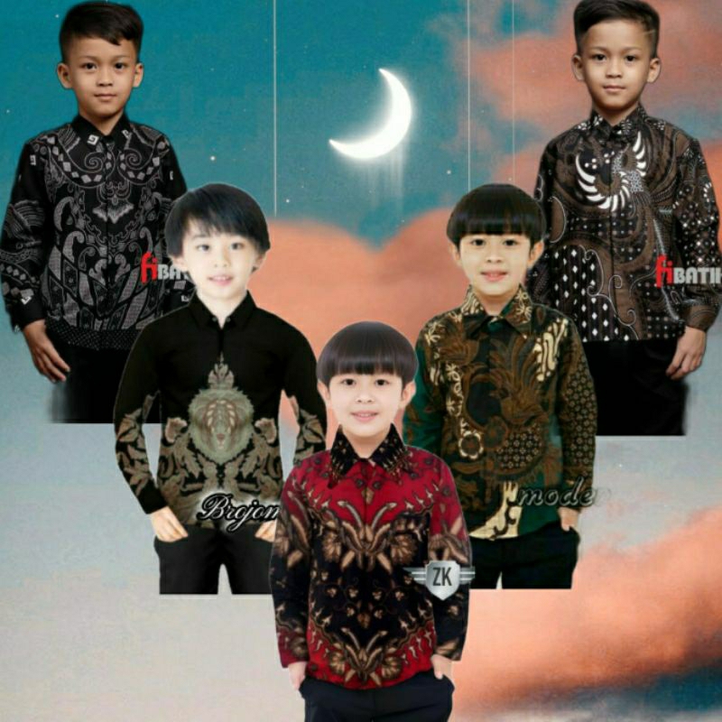 KEMEJA BATIK ANAK COWOK BAJU BATIK ANAK LENGAN PANJANG UMUR 2-13 TAHUN