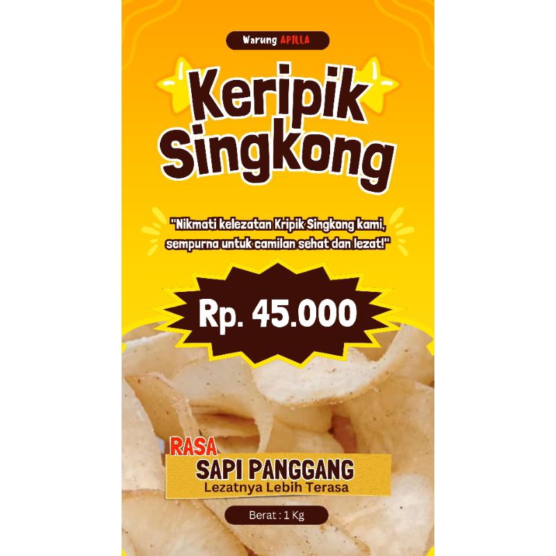 

KRIPIK SINGKONG RASA Sapi Panggang Berat 1 Kg